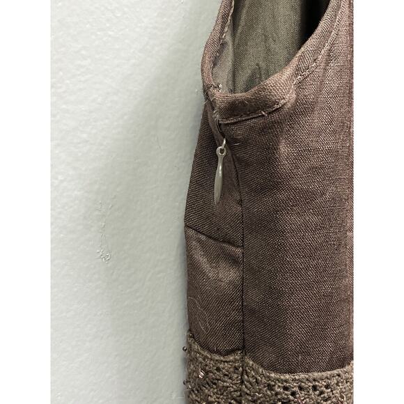 Jake's Sheath Dress US Womens Size 4 Brown Lined‎ Linen Knee Length Sleeveless - Picture 7 of 8